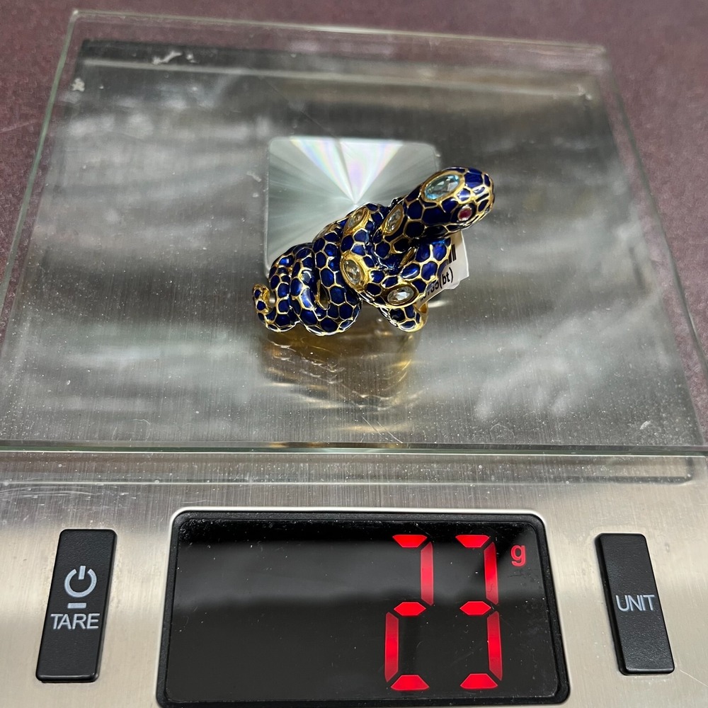 Sterling Gold Vermeil Enamel Coiled Snake Ring JUMBO NWT $300 23 Grams Sz. 6 3/4 - Picture 11 of 12